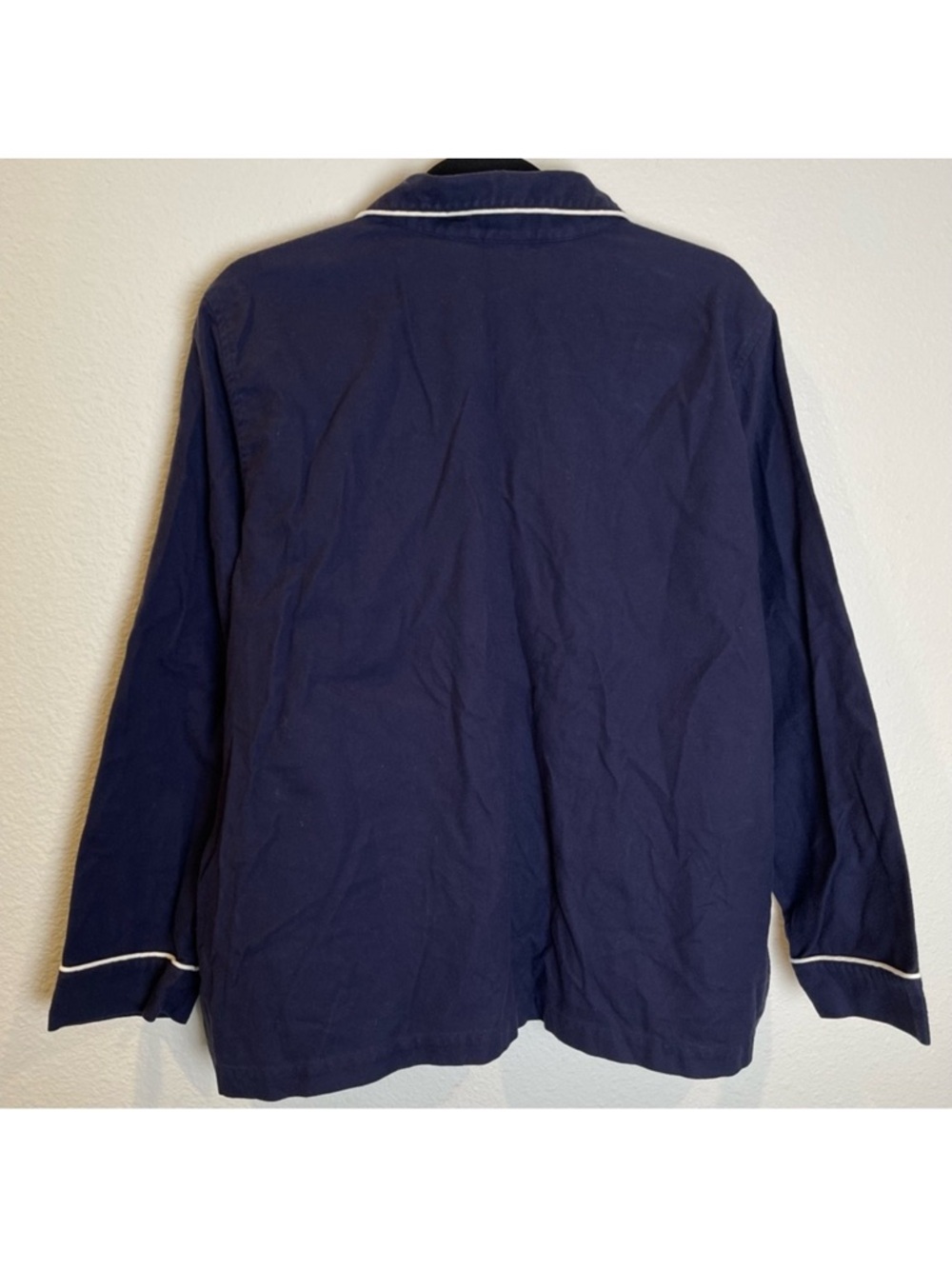 L.L. Bean Solid Flannel Pajama PJ Set Size XLP Navy Petite Warm Cozy Loungewear - Picture 7 of 12